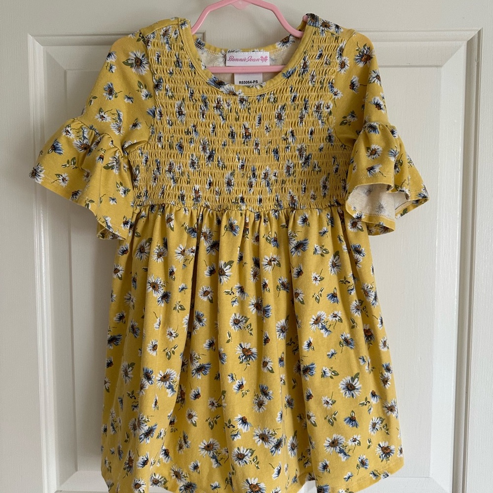 Bonnie Jean Yellow Smocked Ruffle Sundress